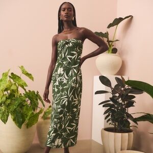 Abercrombie & Fitch Green and White Midi Dress